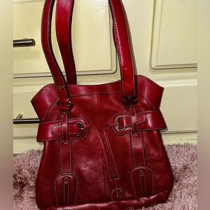 Pelle vintage red leather hobo